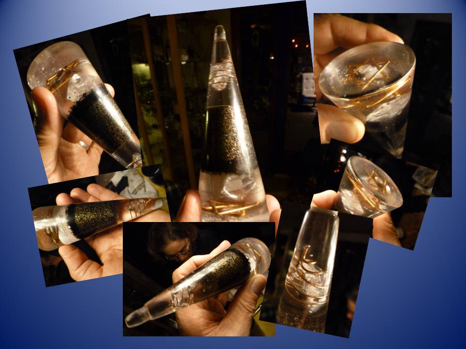 Shungit orgonite met super herkimers in conische vorm